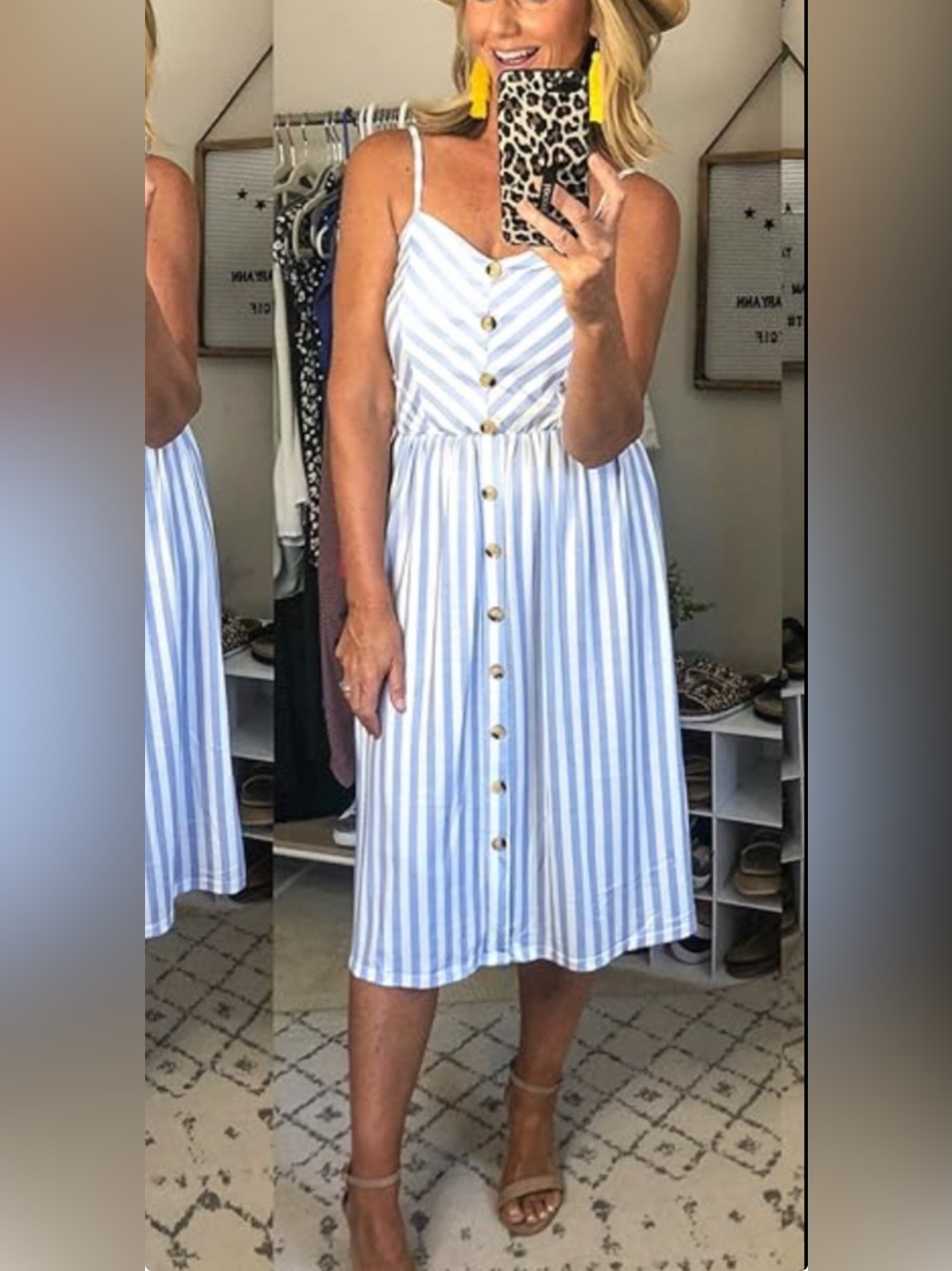Iz Byer Blue & White Striped Sundress